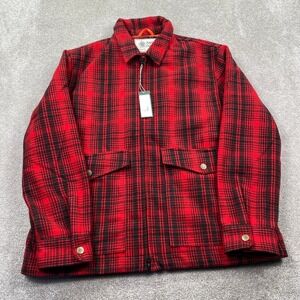 Alpine Design Willard Plaid Zip Jacket Mens XL Red Black Wool Blend NWT ADM06